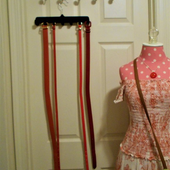 Belt ANN TAYLOR Orange Faux Snake Pattern Skinny Belt S - Picture 9 of 9